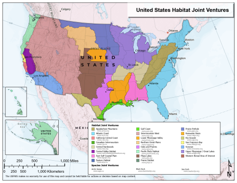 Migratory Bird Joint Ventures US map