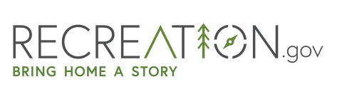 Recreation.gov logo, bring home a story!