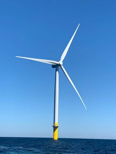 A wind turbine in the ocean