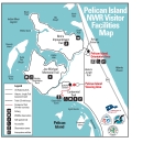A map of facilities on Pelican Island NWR.