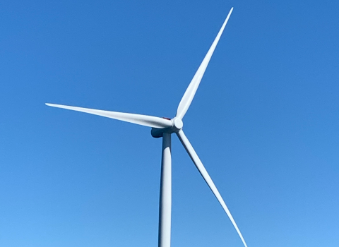 A wind turbine in the ocean