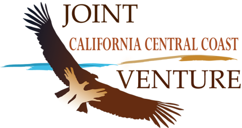 Logo that reads, California Central Coast Joint Venture with and illustration of a bird flying and outlined of two hands shaped as a bird in the middle of it. 