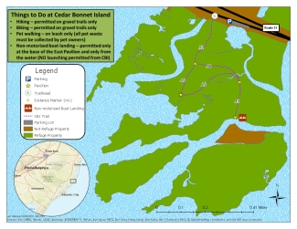 A map of the Cedar Bonnet Island (CBI) Trail