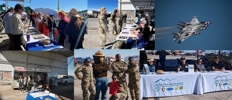 Montage of photos of people, air force jets, smokey bear