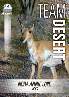 a sonoran pronghorn is pictured on an athletic trading card that says "nora annie lope' and "team desert"