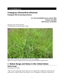 Ecological Risk Screening Summary - Limpograss (Hemarthria altissima) - High Risk