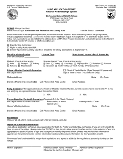 Okefenokee NWR 2024-2025 Suwanee Canal Recreation Area Hunt Application