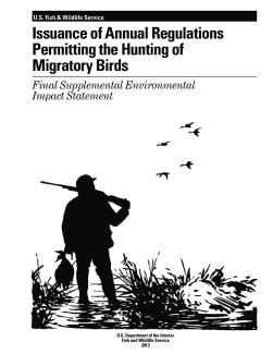Issuance of Annual Regulations Permitting the Hunting of Migratory Birds, Final Supplemental Environmental Impact Statement