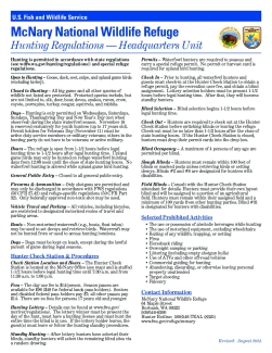 McNary National Wildlife Refuge Hunting Regulations (Fee Hunting Area)