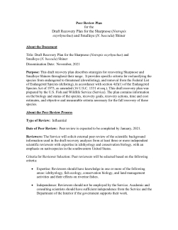 Peer Review Plan for the Draft Recovery Plan for the Sharpnose (Notropis oxyrhynchus) and Smalleye (N. buccula) Shiner