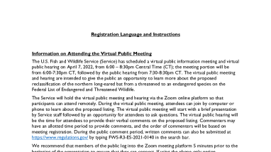 Information and Registration Instructions for the Northern Long-eared Bat Public Hearing