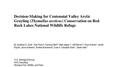 Structured Decision-Making Report for Centennial Valley Arctic Grayling Conservation on Red Rock Lakes National Wildlife Refuge