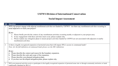 Social Impact Assessment for International Conservation