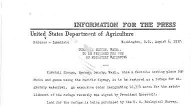 Turnbull NWR Establishment Press Release