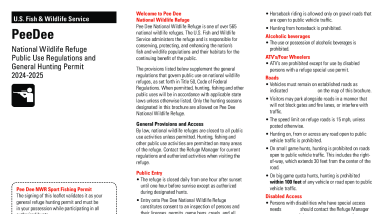 PeeDee National Wildlife Refuge Public Use Regulations and General Hunting Permit 2024-2025
