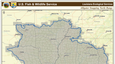 U.S. Fish and Wildlife Service Alligator Snapping Turtle Range