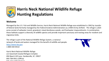 Harris Neck NWR Hunting Regulations