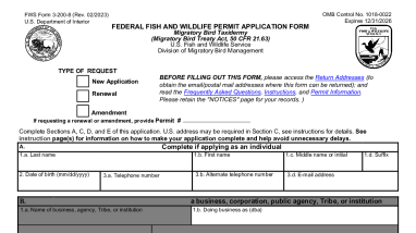 3-200-8 Migratory Bird Taxidermy Application