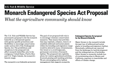 Monarch Endangered Species Act Proposal: What the agriculture community should know