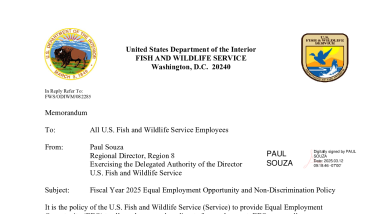 U.S. Fish and Wildlife Service Equal Employment Opportunity and Non-Discrimination Policy