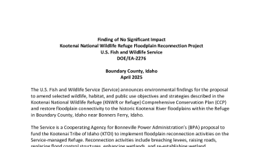 Kootenai NWR - Floodplain Reconnection Project - EA - FONSI (508)