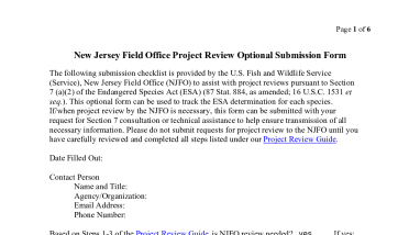 NJFO Project Submission Form and Species Determination Tracker