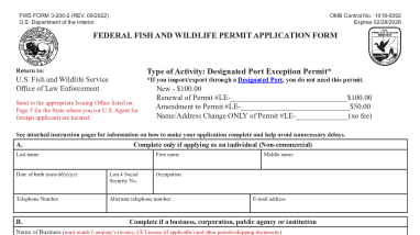 Wildlife Trade - Designated Port Exception Permit Form 3-200-2