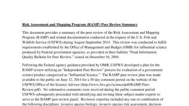 Risk Assessment and Mapping Program (RAMP) Peer Review Summary