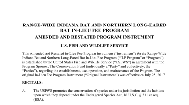 Range-wide Indiana Bat and Northern Long-eared Bat In-lieu Fee Program Instrument