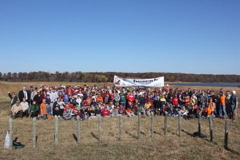 A group of people in a field