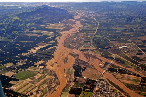 An aerial view of a river