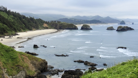 Ecola Point, OR beach and ocean view