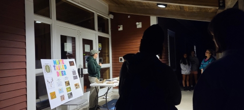 Jackie Sadowski teaching about White-tailed deer during a full moon hike