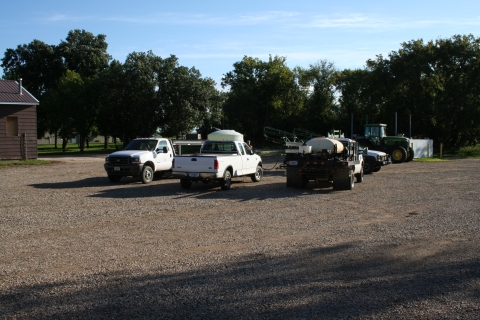 J. Clark Salyer National Wildlife Refuge staff prepare to spray herbicide on noxious weeds.