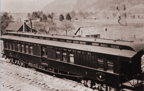 Historic rail carts used for transporting fish