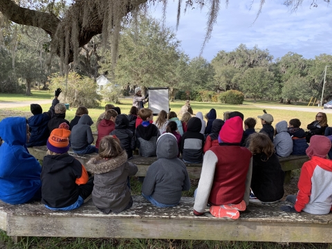 Elementary students learn about wetlands ecology at E.F.H. ACE Basin NWR