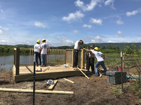 YCC members building observation deck