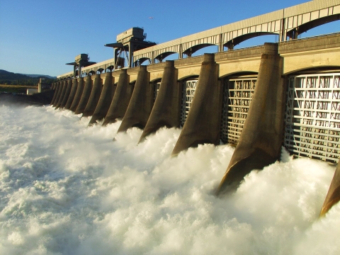 Bonneville dam spill on columbia river by bonneville power