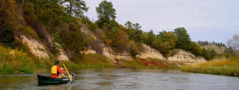 Kayaker on Niobrara River at Fort Niobrara NWR