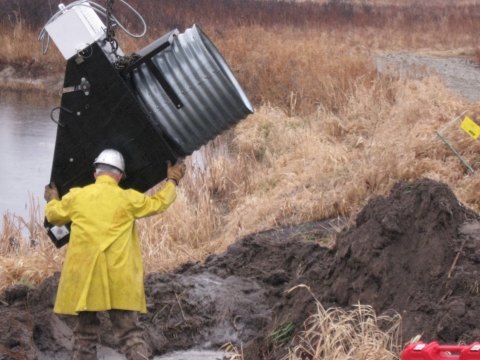 Water control structure at national wildlife refuge