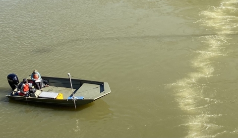 A U.S. Geological Survey crew monitors silver carp movement.