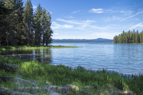 View looking across Crane Prairie Reservoir, Oregon