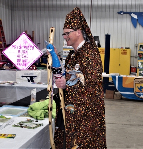 The wildlife wizard preparing to present to the public. 