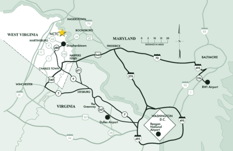 map showing location of NCTC's Eagle Nest