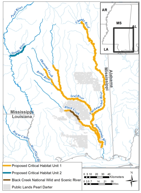 Map of proposed critical habitat.