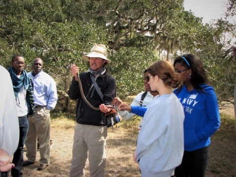 Over the Horizon diversity education class with high school students on Bulls Island. 