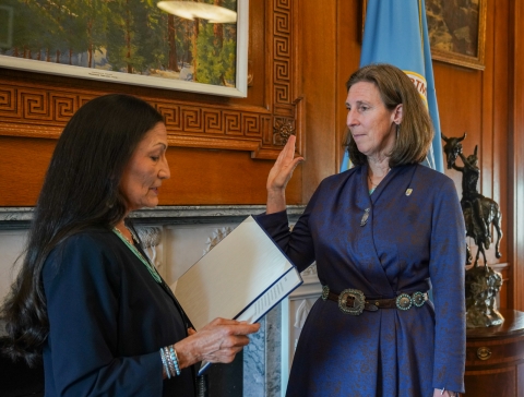 Deb Haaland swears in Martha Williams