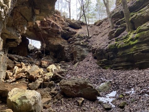 A Zinc mine that has caved in near Rush, Arkansas. 