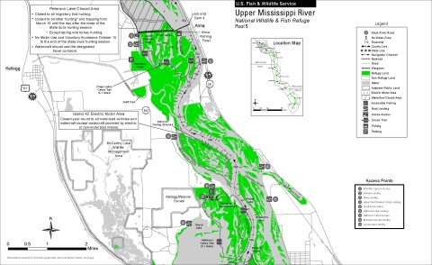 Map of Upper Pool 5 on the Upper Mississippi River National Wildlife and Fish Refuge