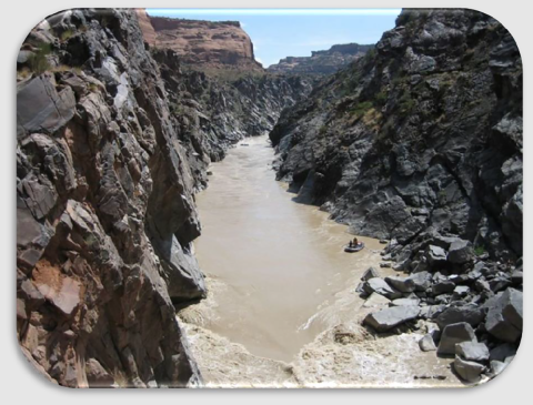 Aerial view of the Westwater Cayon. 